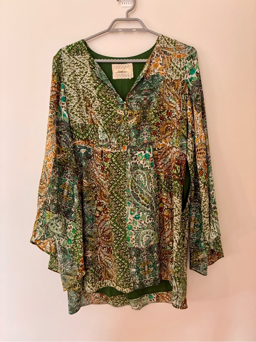 Floreat Green Multi Paisley V-Neck Mini Dress
